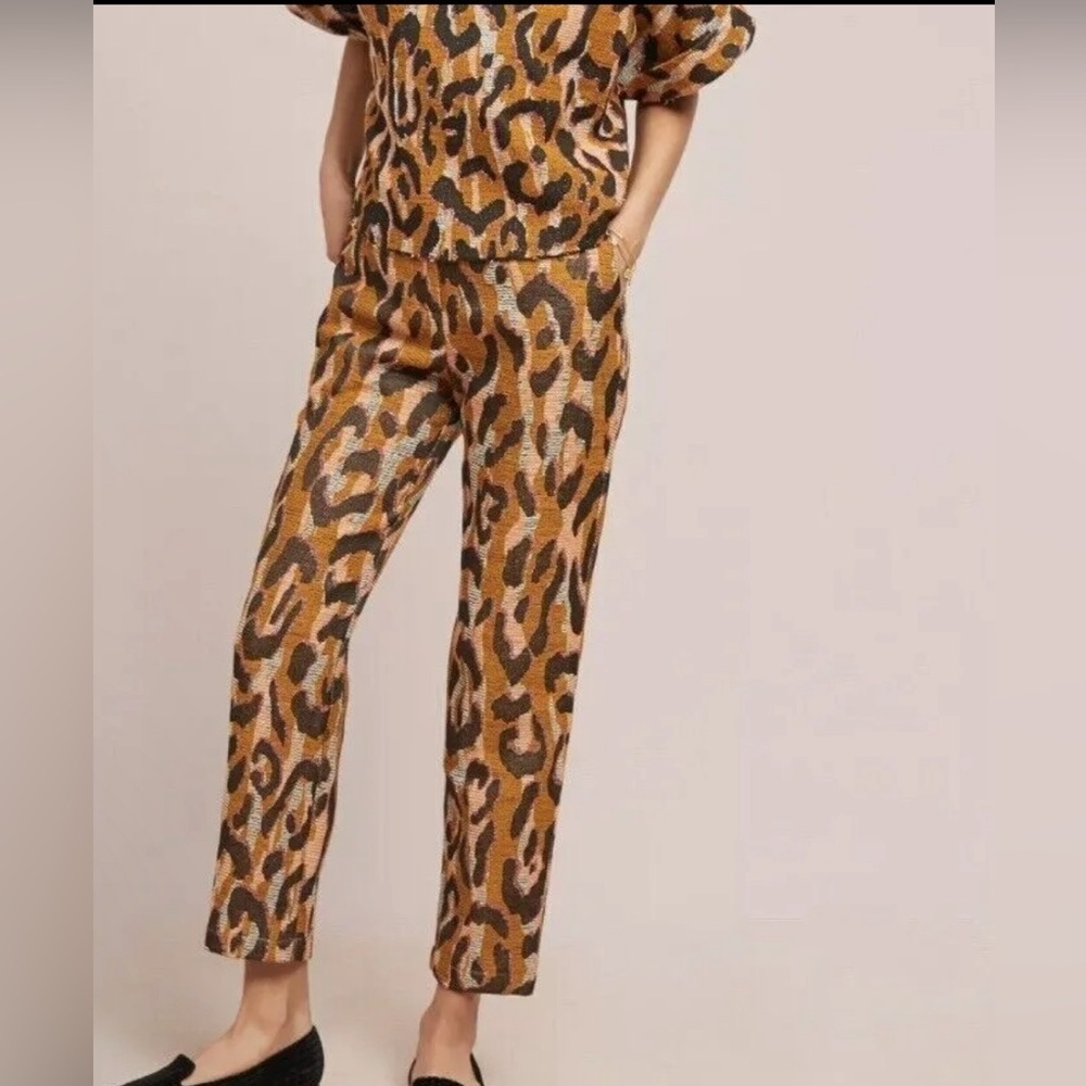 Anthropologie 34N 118W Leopard Trousers Animal Print Pants size 2